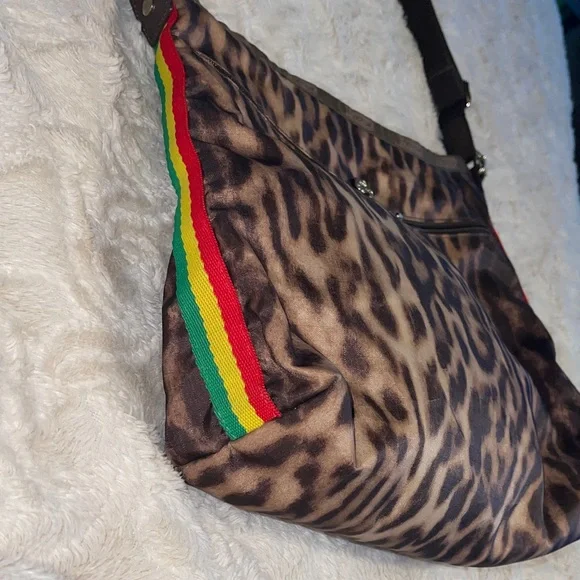 L.A.M.B. Lesportsac Rasta Stripe Leopard Print Shoulder Bag. Gwen Stefani Bag. - Picture 4 of 13
